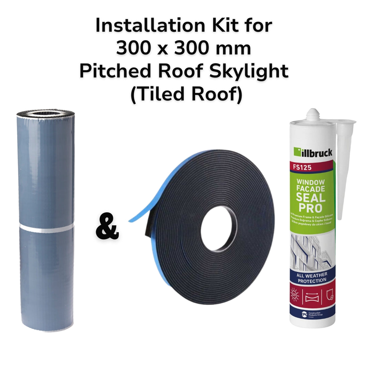 300 x 300 mm Pitched Roof Skylight (Tiled Roof) Installation Kit