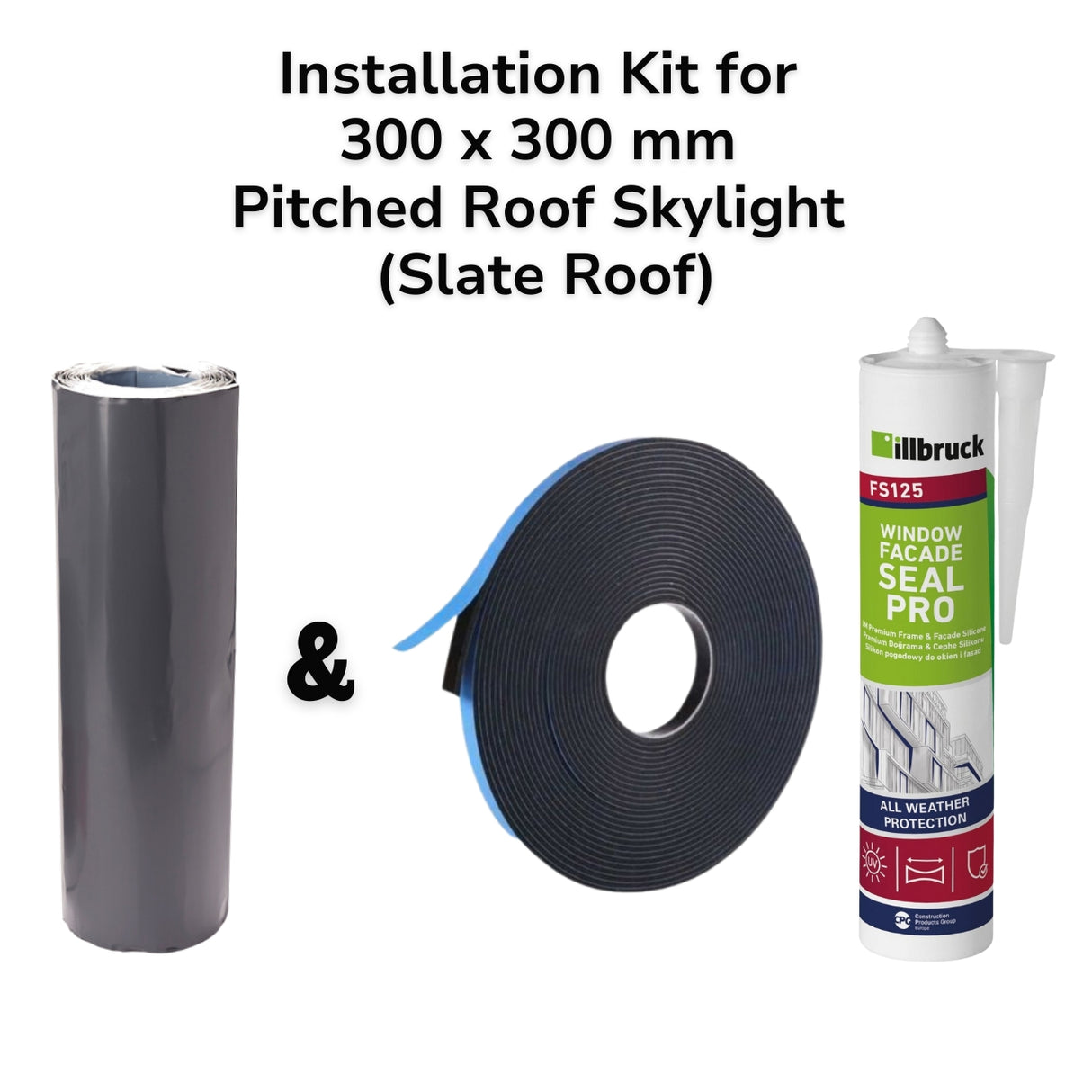 300 x 300 mm Pitched Roof Skylight (Slate Roof) Installation Kit