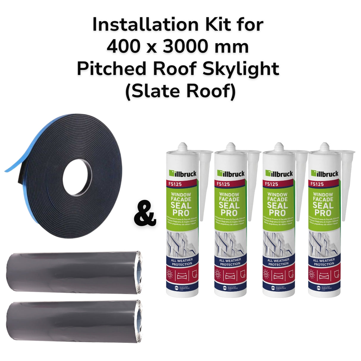 400 x 3000 mm Pitched Roof Skylight (Slate Roof) Installation Kit