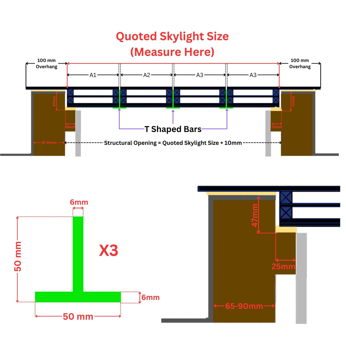 Custom Size Frameless Modular Skylights