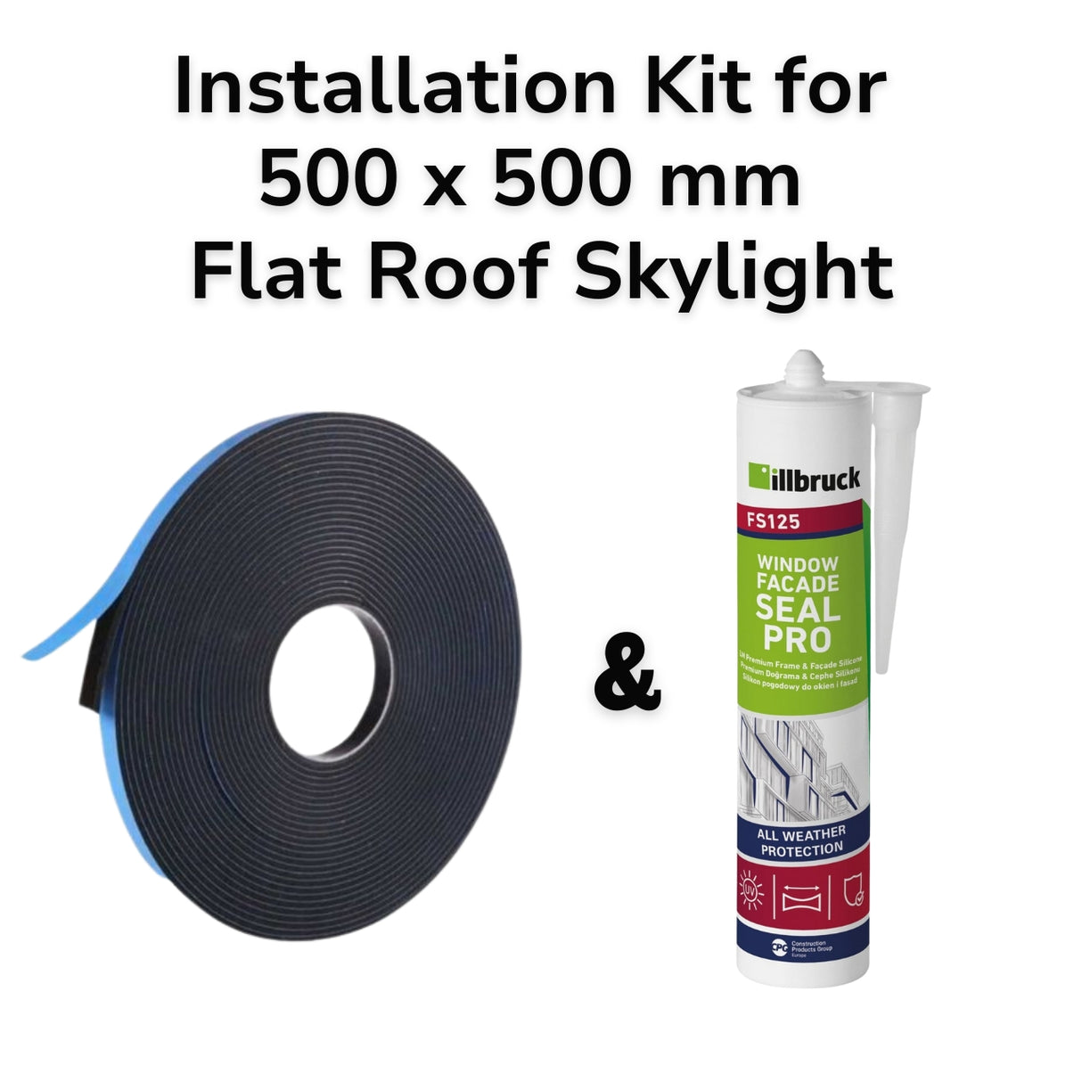 500 x 500 mm Flat Roof Skylight Installation Kit