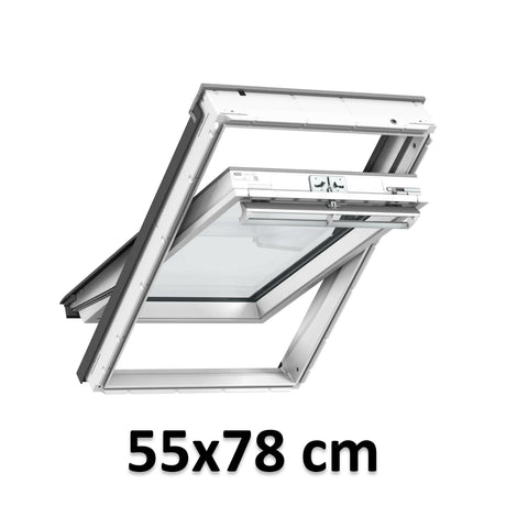 55x78 cm VELUX GGU CK02 0370 Manual Centre-Pivot Roof Window | White Polyurethane Maintenance Free | Double Glazed.