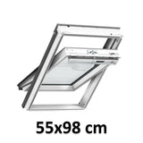 55x98 cm VELUX GGU CK04 0067 Manual Centre-Pivot Roof Window | White Polyurethane Maintenance Free | Triple Glazed.