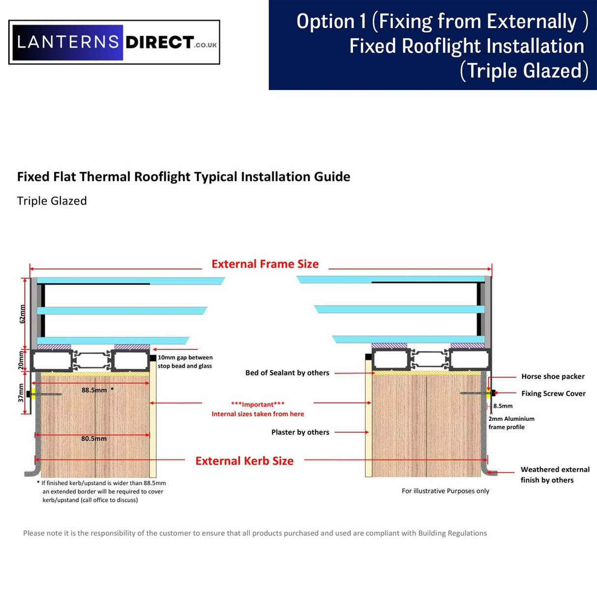 400 x 2000 mm LD Framed Pitched Roof Skylight