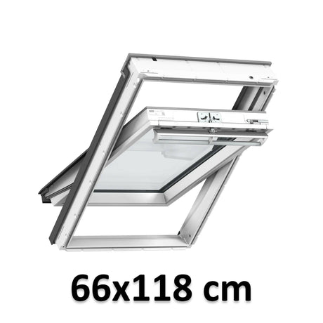 66x118 cm VELUX GGU FK06 0362 Manual Centre-Pivot Roof Window | White Polyurethane Maintenance Free | Triple Glazed.