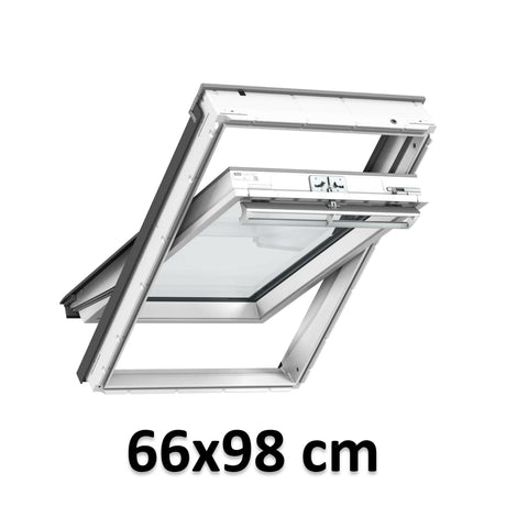 66x98 cm VELUX GGU FK04 0370 Manual Centre-Pivot Roof Window | White Polyurethane Maintenance Free | Double Glazed.