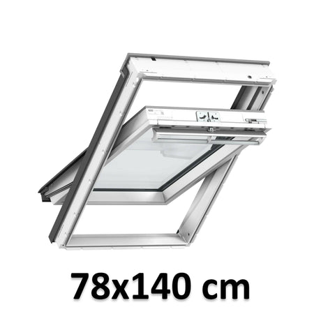 78x140 cm VELUX GGU MK08 0069 Manual Centre-Pivot Roof Window | White Polyurethane Maintenance Free | Triple Glazed.