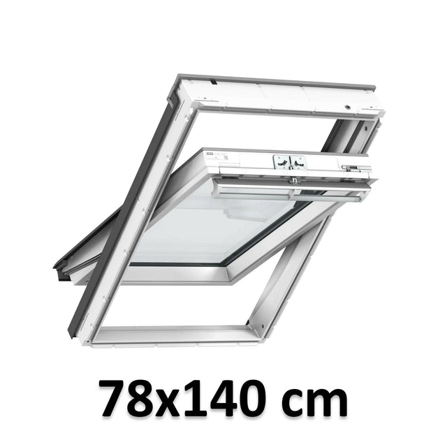 78x140 cm VELUX GGU MK08 0362 Manual Centre-Pivot Roof Window | White Polyurethane Maintenance Free | Triple Glazed.