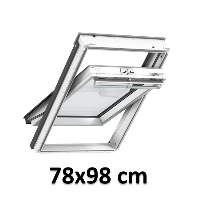 78x98 cm VELUX GGU MK04 0067 Manual Centre-Pivot Roof Window | White Polyurethane Maintenance Free | Triple Glazed.