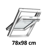 78x98 cm VELUX GGU MK04 0366 Manual Centre-Pivot Roof Window | White Polyurethane Maintenance Free | Triple Glazed.