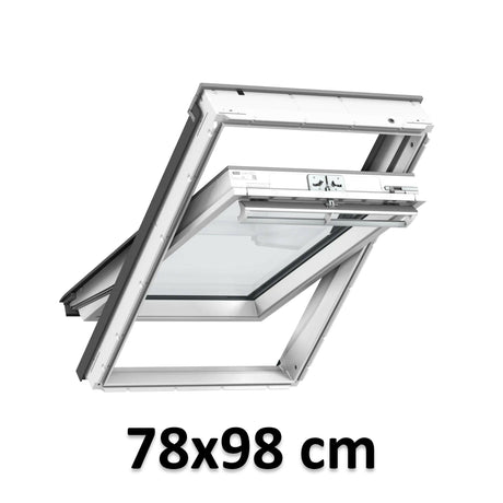 78x98 cm VELUX GGU MK04 0069 Manual Centre-Pivot Roof Window | White Polyurethane Maintenance Free | Triple Glazed.