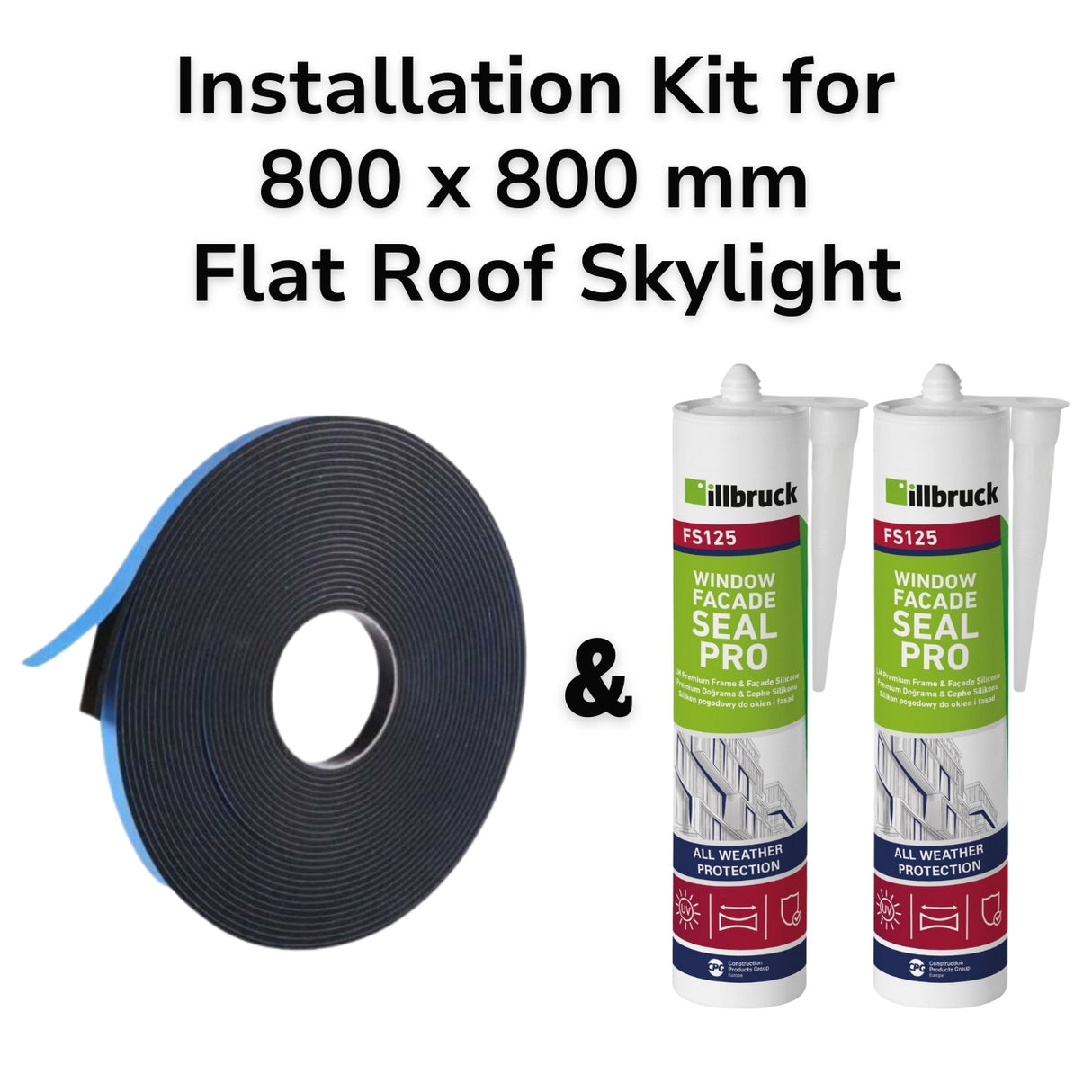 800 x 800 mm Flat Roof Skylight Installation Kit