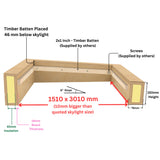 1500 x 3000 mm Insulated Upstand for Flat Roof Skylight