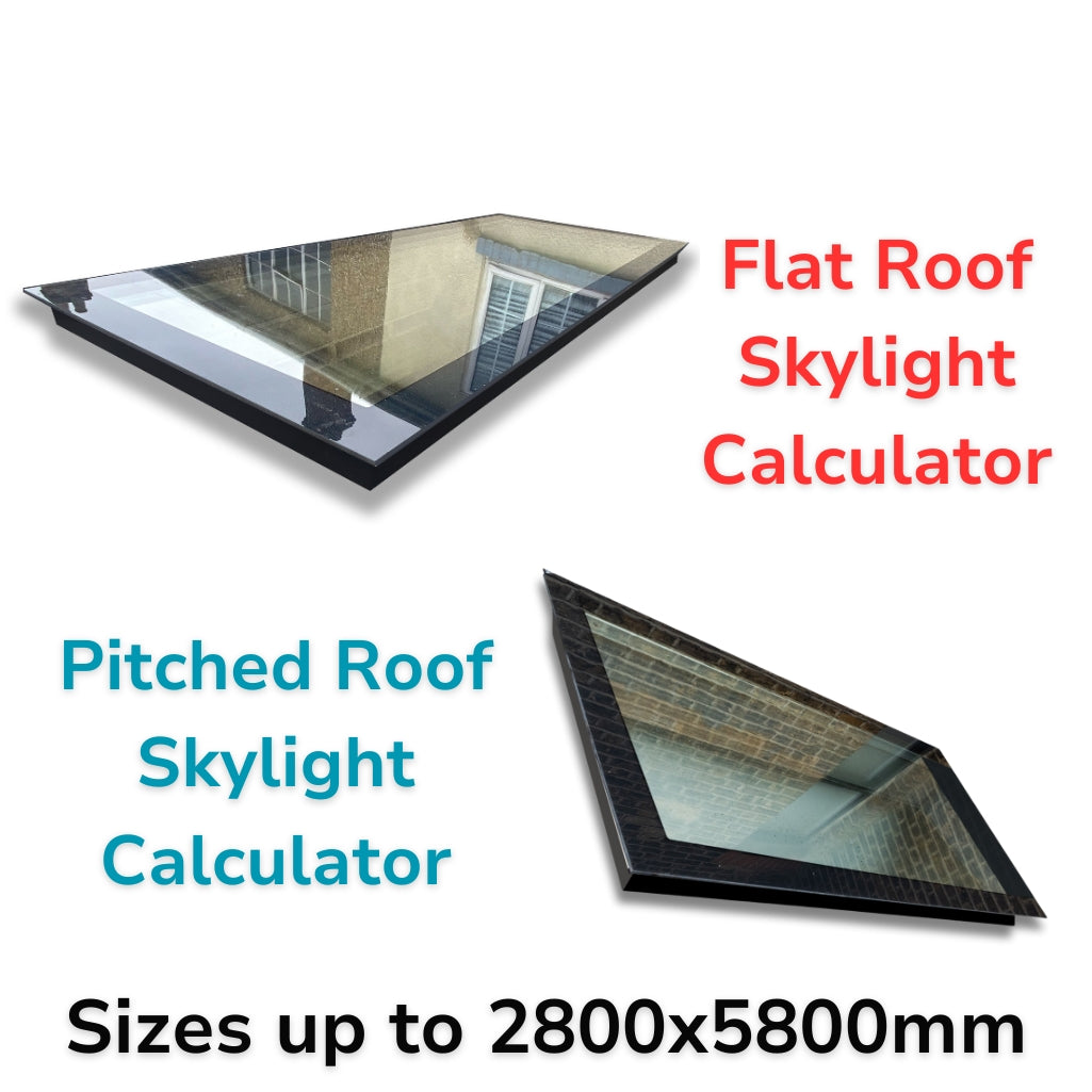 Custom Size Frameless Triple Glazed Flat and Pitched Roof Skylight Online Calculator