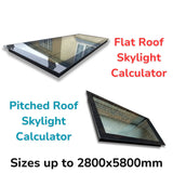 Custom Size Frameless Triple Glazed Flat and Pitched Roof Skylight Online Calculator