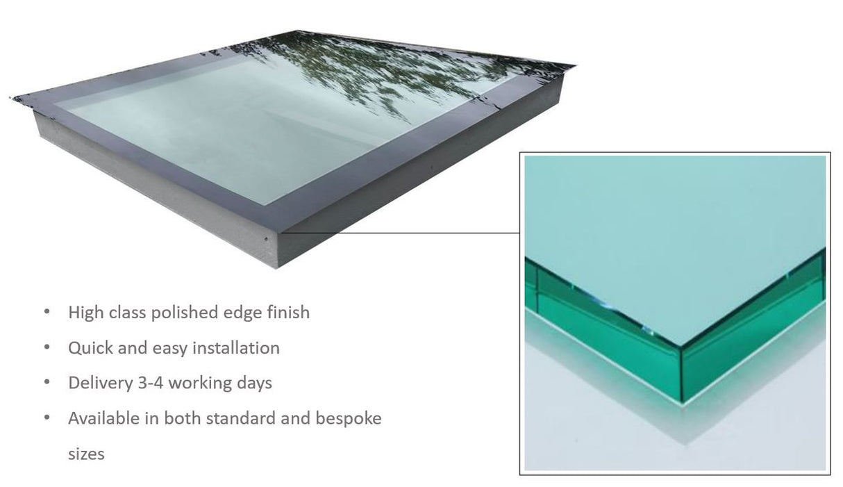 1000 x 1000 mm LD Frameless Triple Glazed Flat Roof Skylight