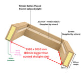 1500 x 3000 mm Insulated Upstand for Pitched Roof Skylight