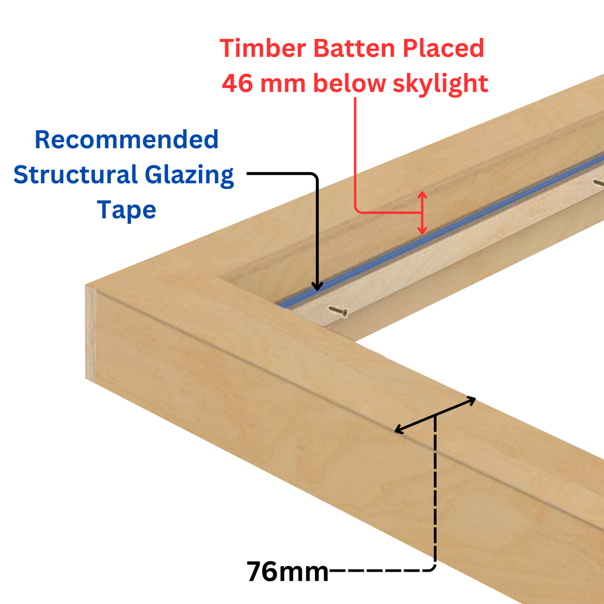 1000 x 1000 mm Insulated Upstand for Pitched Roof Skylight