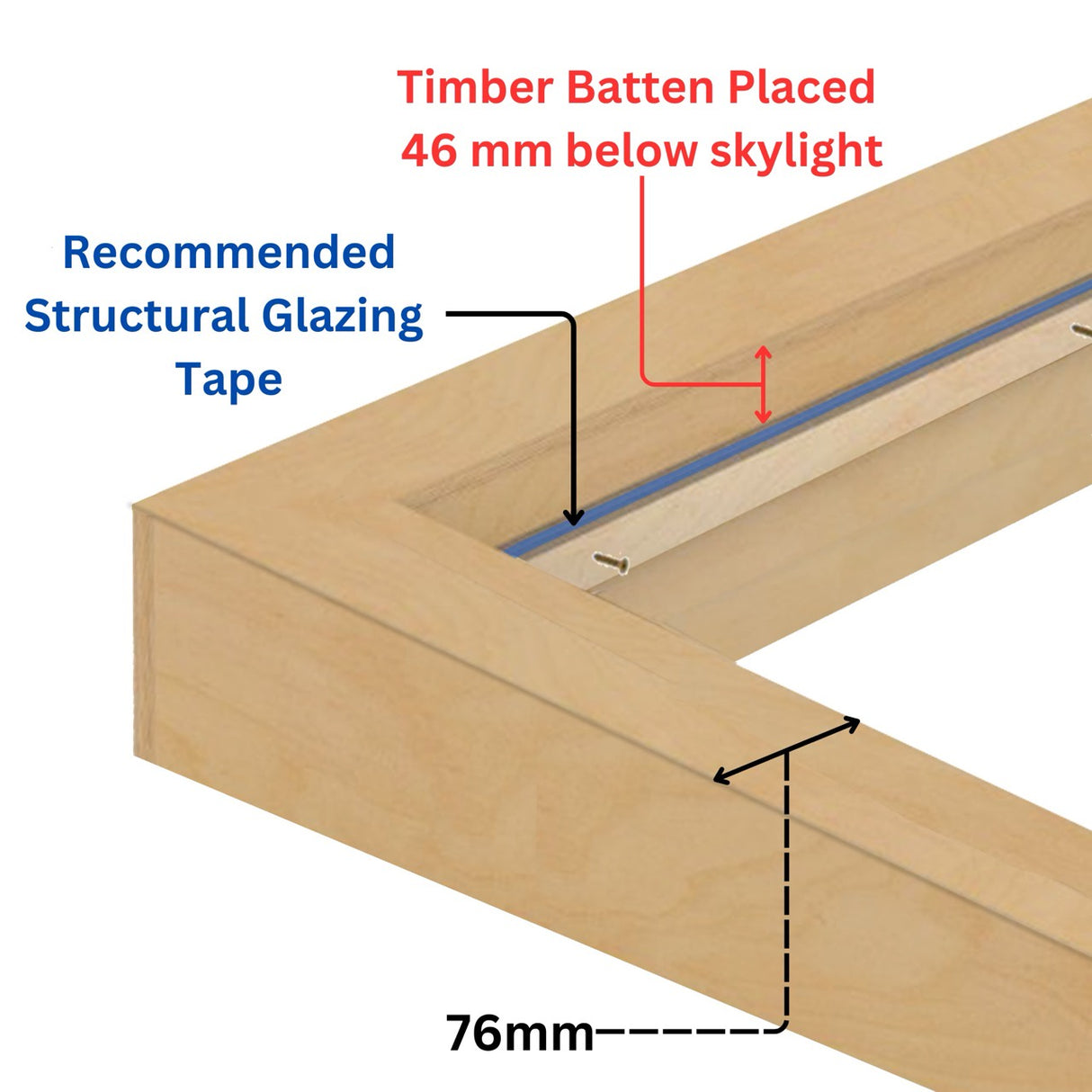 1000 x 1000 mm Insulated Upstand for Flat Roof Skylight