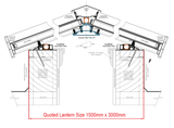 1500 x 3000 mm Stratus Aluminium Roof Lantern Style 3 (Traditional)