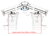 2250 x 2500 mm Stratus Aluminium Roof Lantern Style 4 (Traditional)